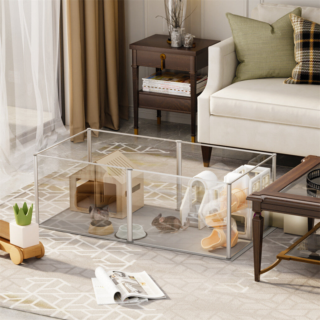 Small Animal Habitats & Cages: Large Acrylic Dog Playpen Fence Clear Pet Fertility Cage Fence Enclosure Playgroup