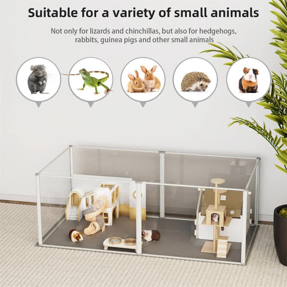 Small Animal Habitats & Cages: Large Acrylic Dog Playpen Fence Clear Pet Fertility Cage Fence Enclosure Playgroup