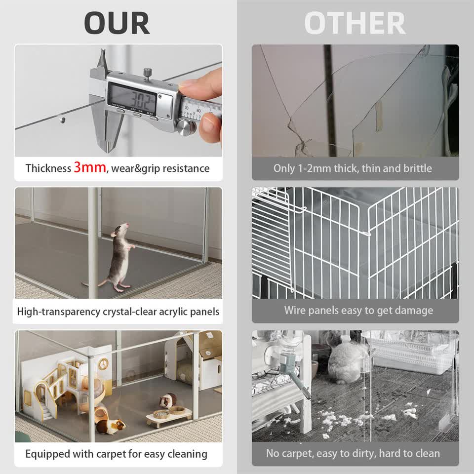 Small Animal Habitats & Cages: Large Acrylic Dog Playpen Fence Clear Pet Fertility Cage Fence Enclosure Playgroup