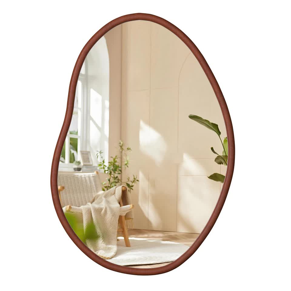 Mirrors: Wooden Frame Wall Mirror - Entryway & Hall Decor