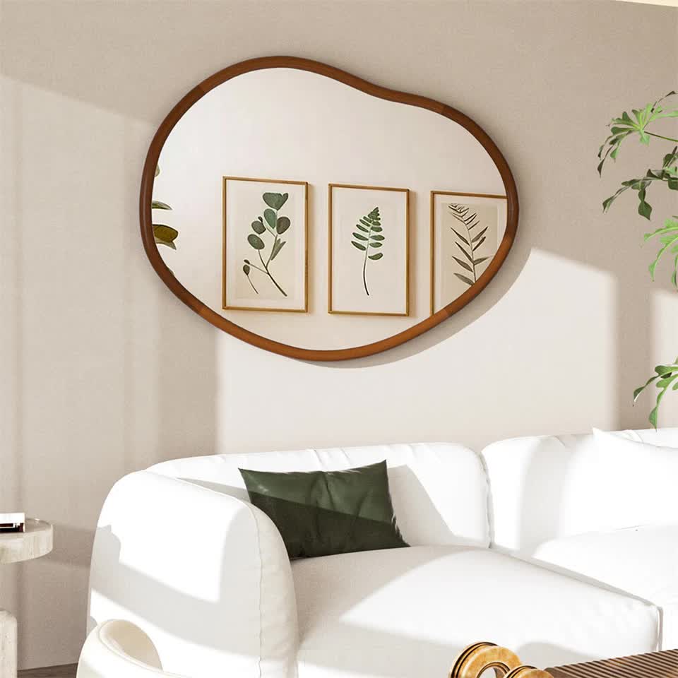 Mirrors: Wooden Frame Wall Mirror - Entryway & Hall Decor