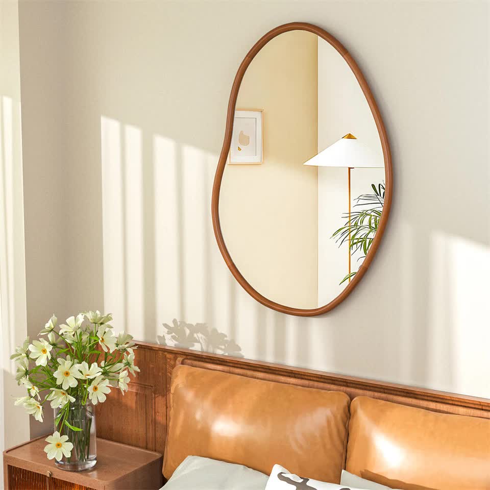 Mirrors: Wooden Frame Wall Mirror - Entryway & Hall Decor