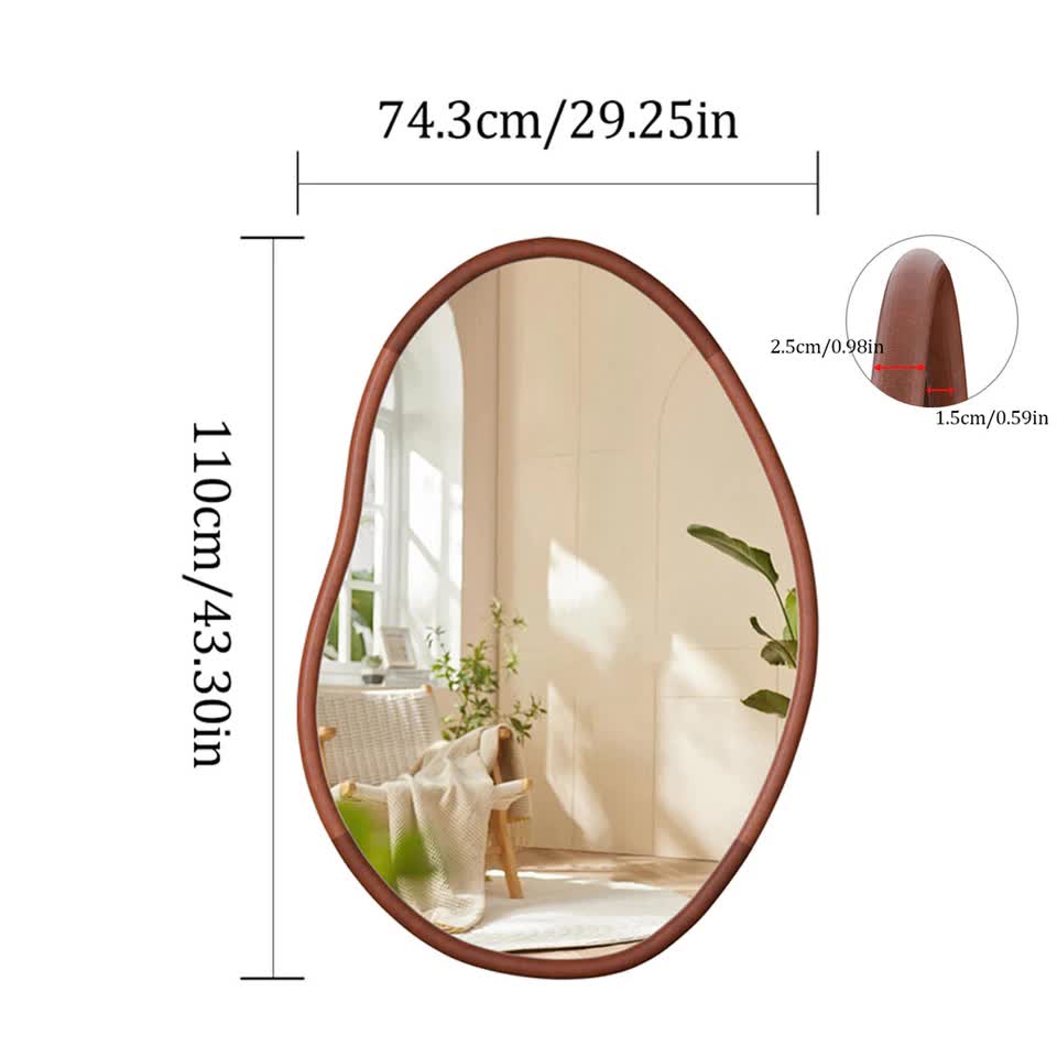 Mirrors: Wooden Frame Wall Mirror - Entryway & Hall Decor