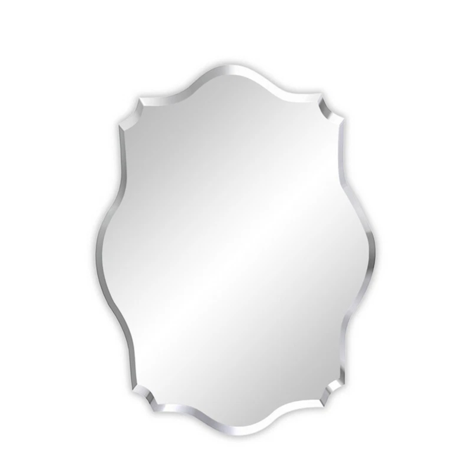 P&P Silver Irregular Wall Mirror 50x70cm Frameless Beveled Glass for Contemporary Decor