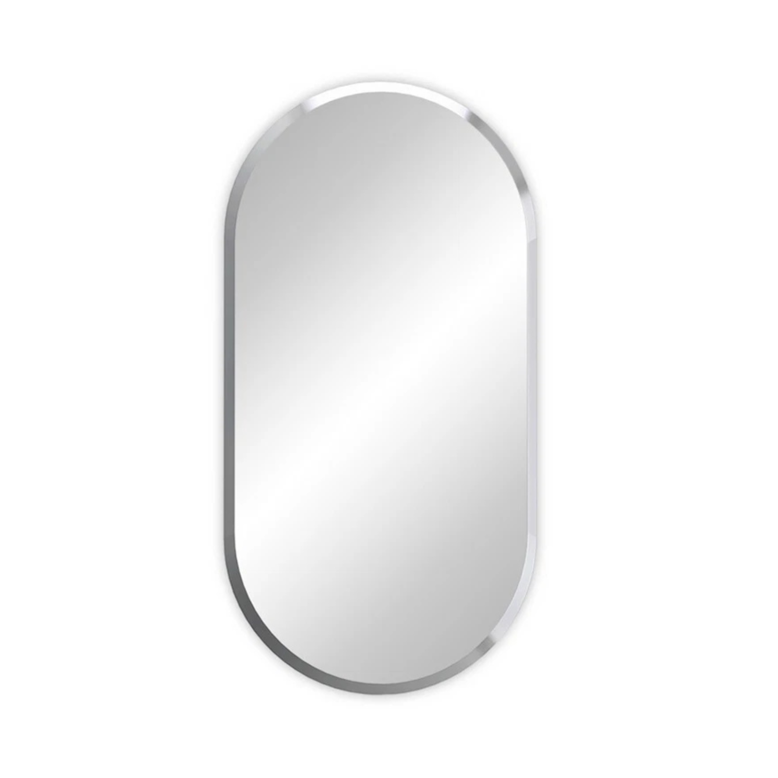 Mirrors: P&P Silver Long Oval Wall Mirror 50x80cm Frameless Beveled Glass for Stylish Interiors