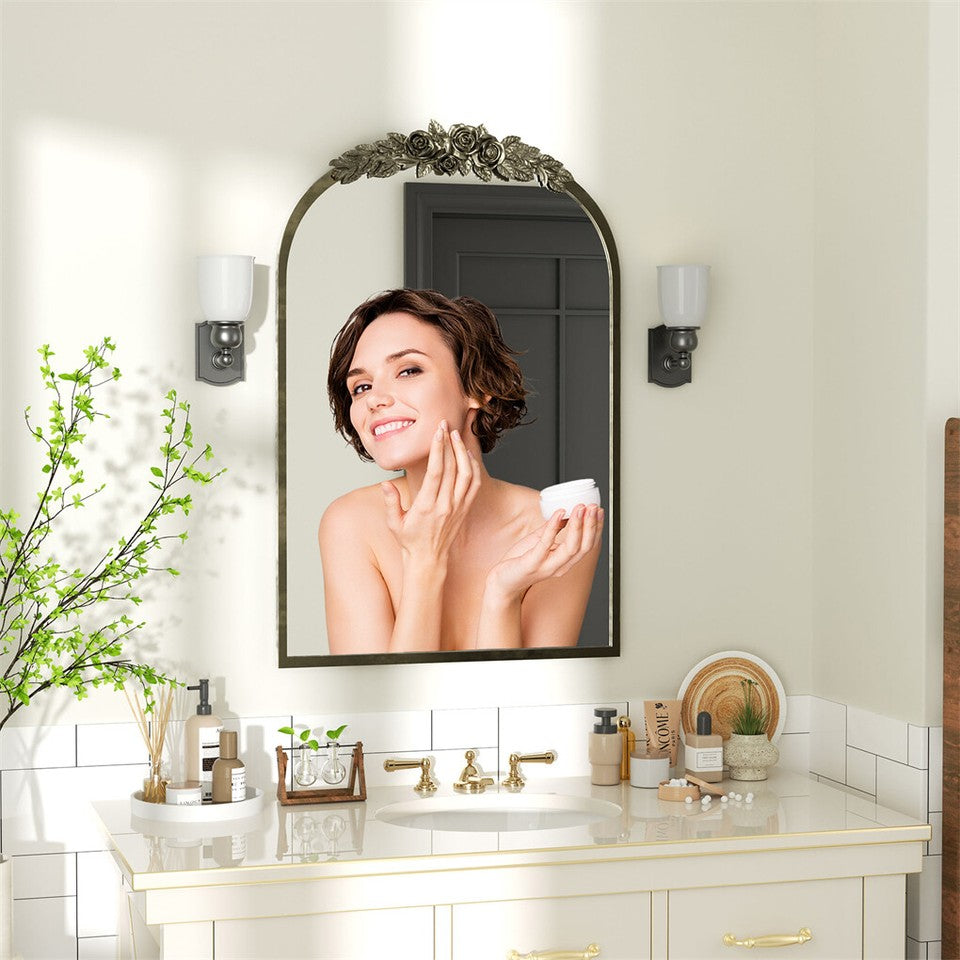 Mirrors: Elegant Rose - Designed Baroque Brass Arched Mirror