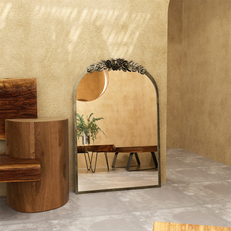 Mirrors: Elegant Rose - Designed Baroque Brass Arched Mirror