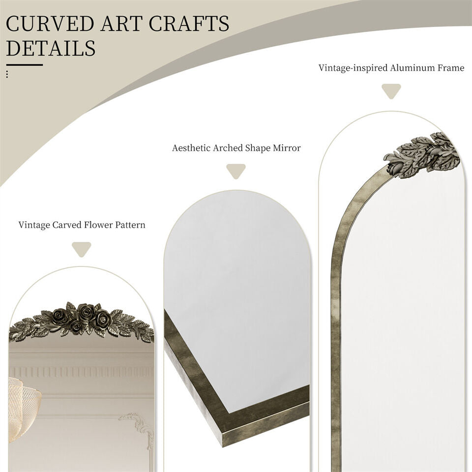 Mirrors: Elegant Rose - Designed Baroque Brass Arched Mirror