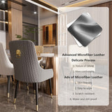 Kitchen & Dining Chairs: High-End Grey Dining Chairs Set of 2 Faux Leather Upholstered Kitchen Chairs with Gold Lion Head
