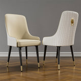 Kitchen & Dining Chairs: High-End Dining Chairs Set of 2 Faux Leather Upholstered Kitchen Chairs with Gold Lion Head
