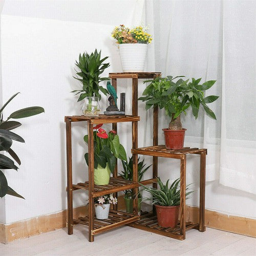 Gardening Accessories: Premium Pine Wood 6-Tier Plant Stand