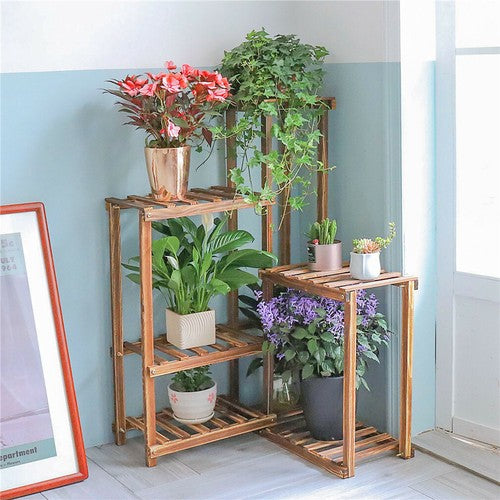 Gardening Accessories: Premium Pine Wood 6-Tier Plant Stand