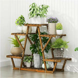 Pots, Planters & Accessories: Upgraded Thick Wood Indoor Plant Stand with Flower Planter Shelves