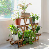 Pots, Planters & Accessories: Upgraded Thick Wood Indoor Plant Stand with Flower Planter Shelves