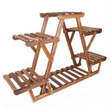 Pots, Planters & Accessories: Upgraded Thick Wood Indoor Plant Stand with Flower Planter Shelves