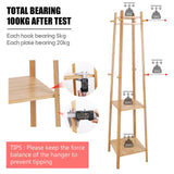 Coat Racks: 3 Layer 8 Hooks Shelf Clothes Coat Hat Rack Tree Stand Bamboo Hanger Organizer