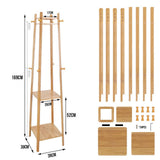 Coat Racks: 3 Layer 8 Hooks Shelf Clothes Coat Hat Rack Tree Stand Bamboo Hanger Organizer