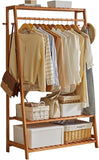 Coat Racks: Bamboo Clothes Hanging Garment Rack Portable Laundry Rack Closet Storage Shelves