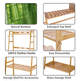Coat Racks: Bamboo Clothes Hanging Garment Rack Portable Laundry Rack Closet Storage Shelves