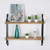 Wall Storage Racks: 2 Layer Wood Wall Shelves Home Decor Floating Shelf Metal Hanging Storage Rack