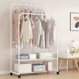 Coat Racks: Heavy Duty Double Rail Garment Rack Rolling Clothes Rack 2Tier Storage Shelf