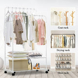 Coat Racks: Heavy Duty Double Rail Garment Rack Rolling Clothes Rack 2Tier Storage Shelf