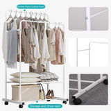 Coat Racks: Heavy Duty Double Rail Garment Rack Rolling Clothes Rack 2Tier Storage Shelf