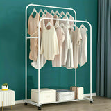 Coat Racks: Heavy Duty Double Clothes Rail Rack Garment Hanging Display Stand 4 Wheel Armoir