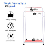 Coat Racks: Heavy Duty Double Clothes Rail Rack Garment Hanging Display Stand 4 Wheel Armoir