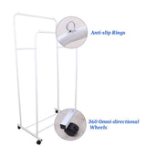 Coat Racks: Heavy Duty Double Clothes Rail Rack Garment Hanging Display Stand 4 Wheel Armoir