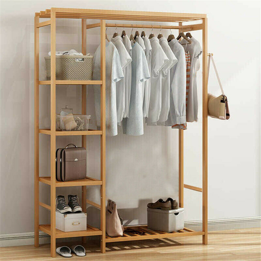 Coat Racks: Open Wardrobe Clothes Rail Rack Hanging Garment Heavy Duty Organizer Coat Shelf