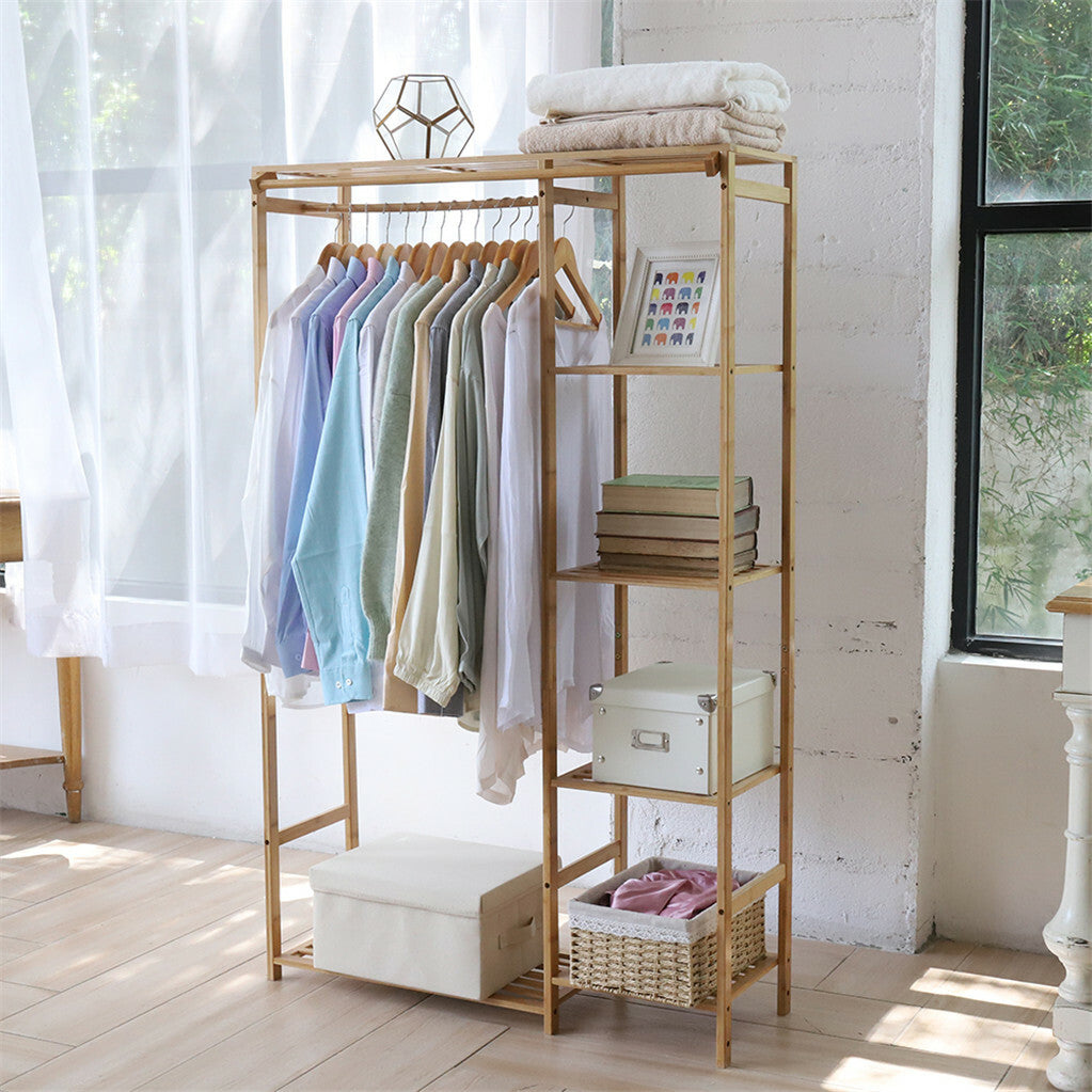 Coat Racks: Open Wardrobe Clothes Rail Rack Hanging Garment Heavy Duty Organizer Coat Shelf