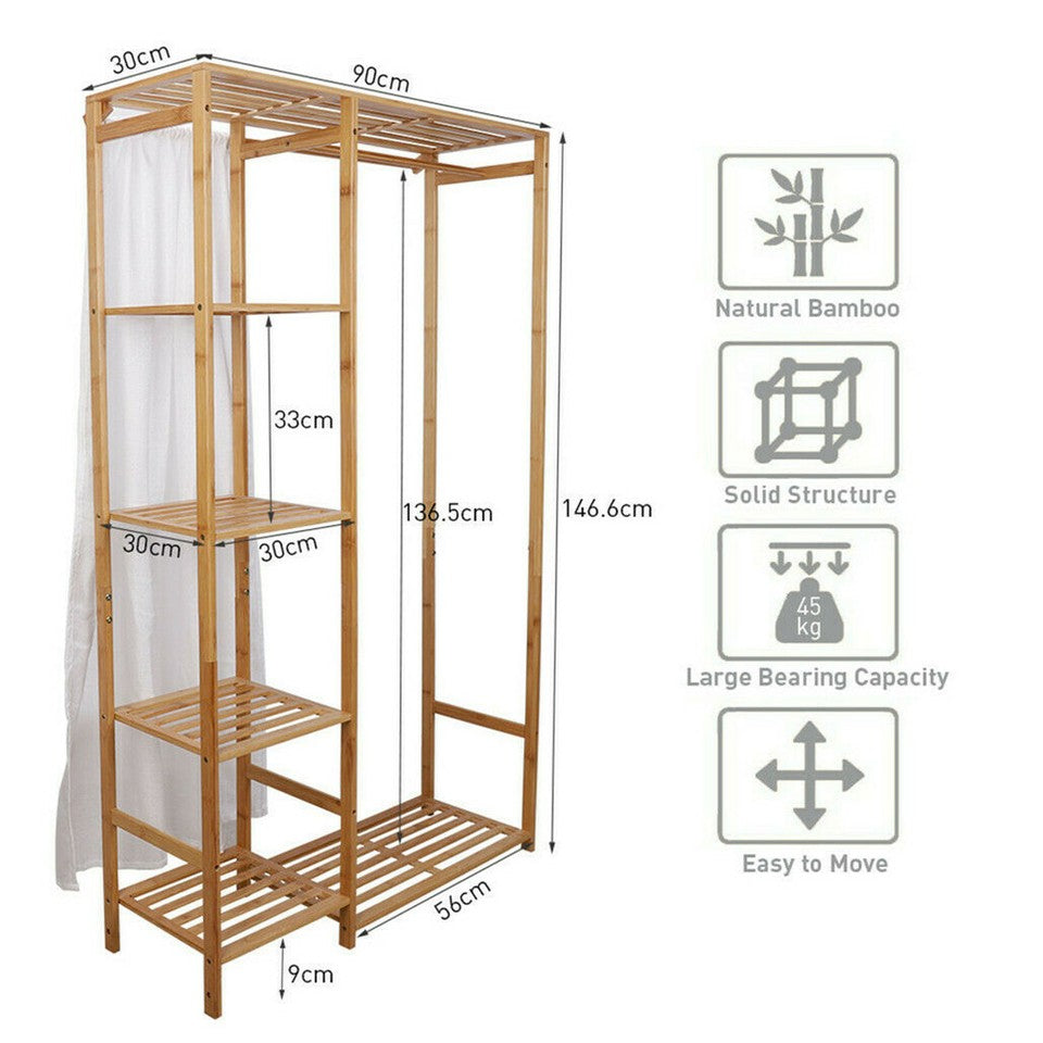 Coat Racks: Open Wardrobe Clothes Rail Rack Hanging Garment Heavy Duty Organizer Coat Shelf