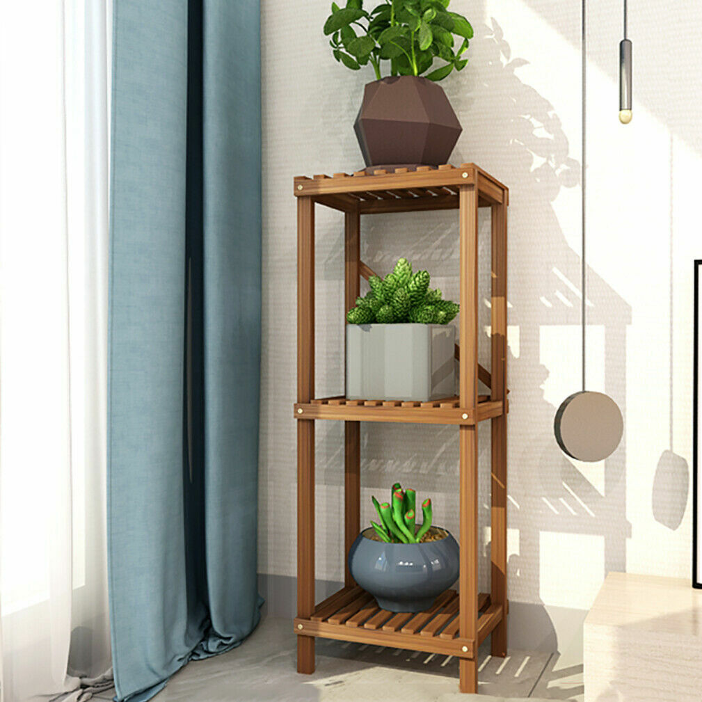 Pots, Planters & Accessories: Detachable Diy Wood Plant Stand Pots Organizer Rack Multifunctional Shelf Decor