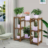 Pots, Planters & Accessories: Detachable Diy Wood Plant Stand Pots Organizer Rack Multifunctional Shelf Decor