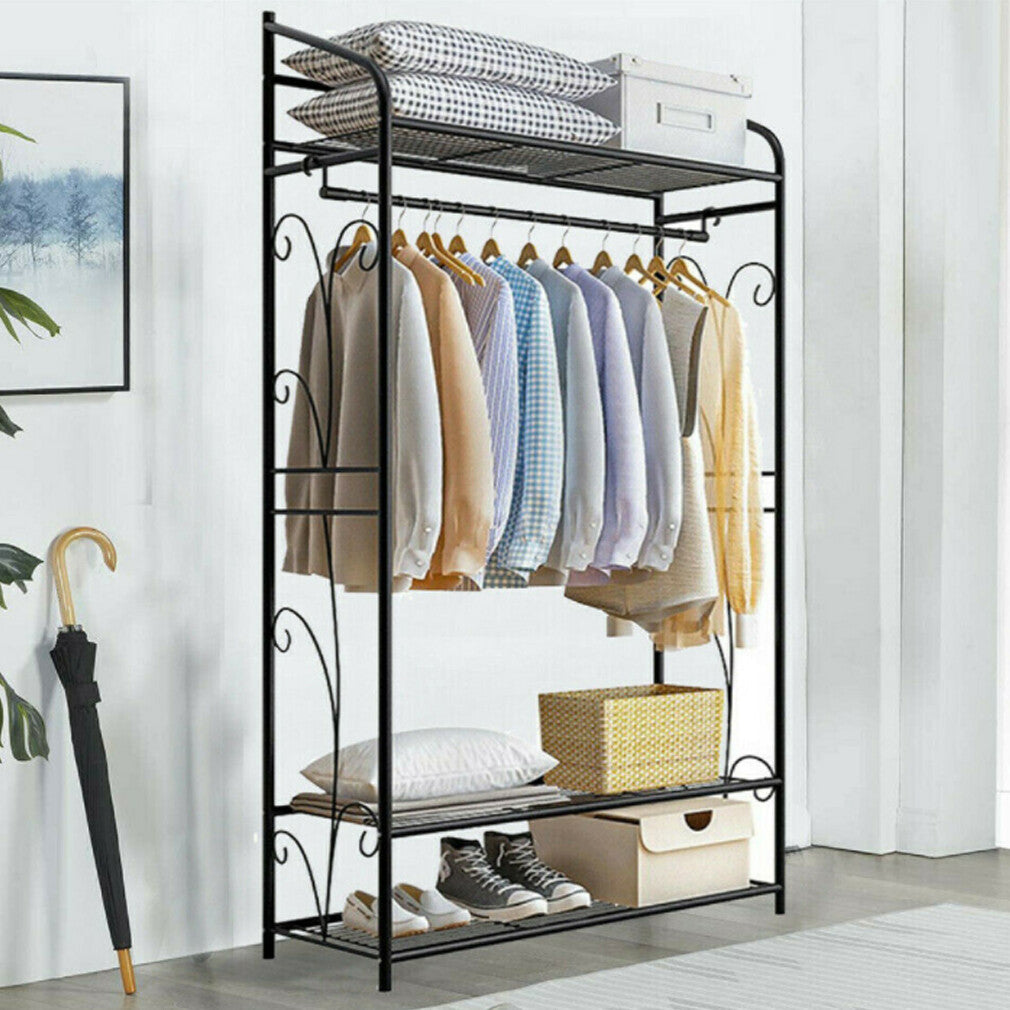 Clothing & Wardrobe Storage: Extra Large Metal Clothes Rail Storage Dress Hanging Garment Rack Portable Stand