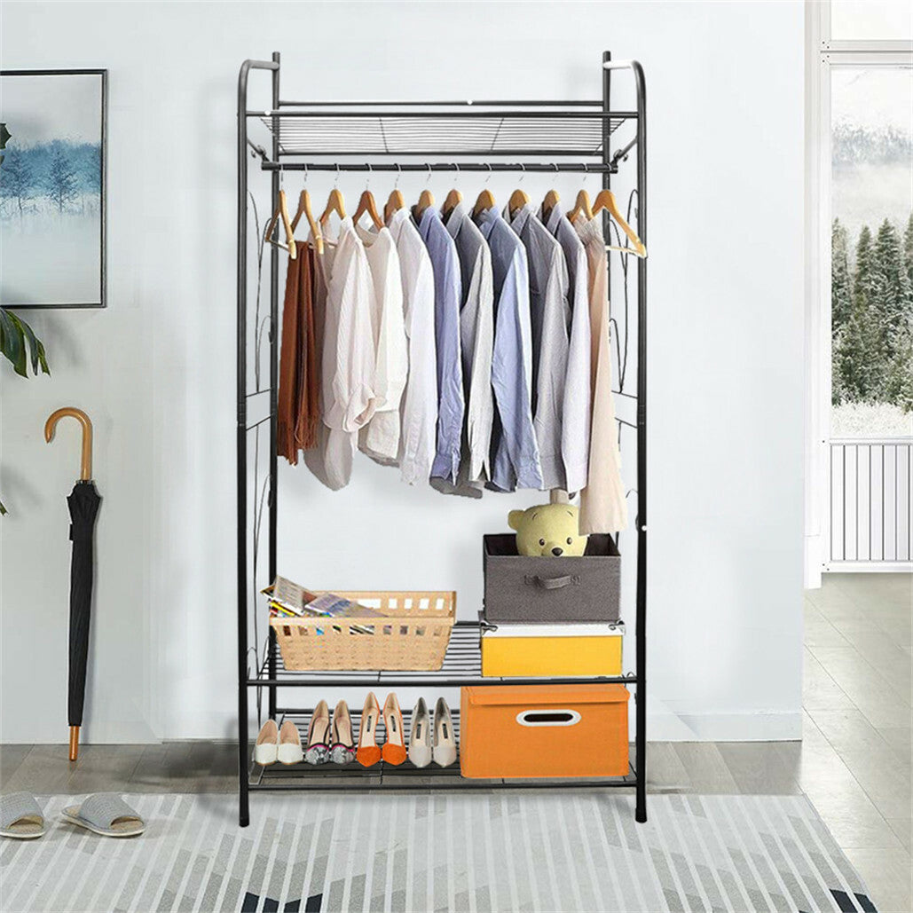 Clothing & Wardrobe Storage: Extra Large Metal Clothes Rail Storage Dress Hanging Garment Rack Portable Stand