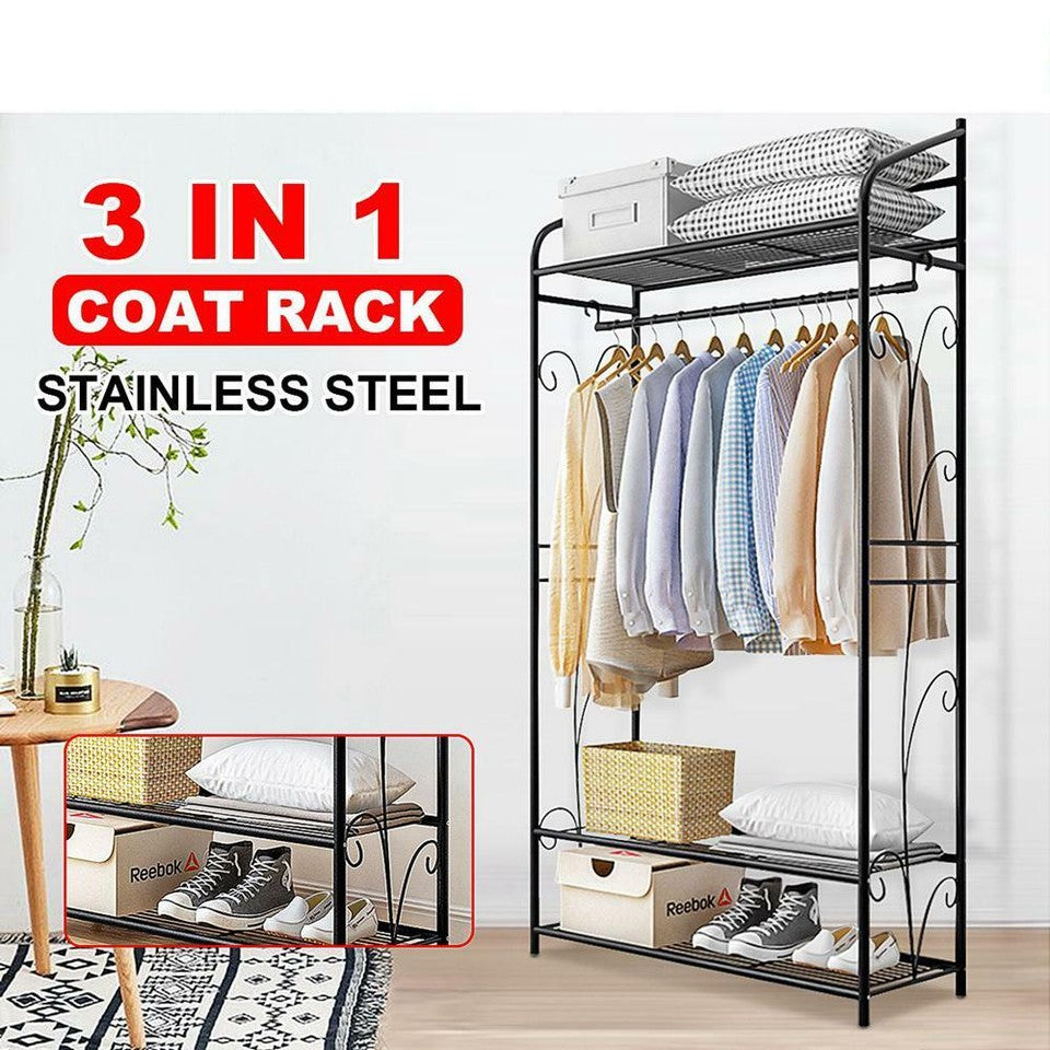 Clothing & Wardrobe Storage: Extra Large Metal Clothes Rail Storage Dress Hanging Garment Rack Portable Stand