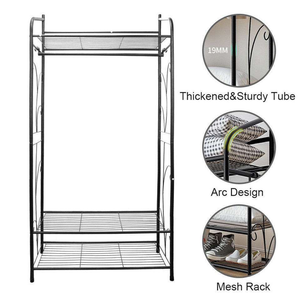 Clothing & Wardrobe Storage: Extra Large Metal Clothes Rail Storage Dress Hanging Garment Rack Portable Stand