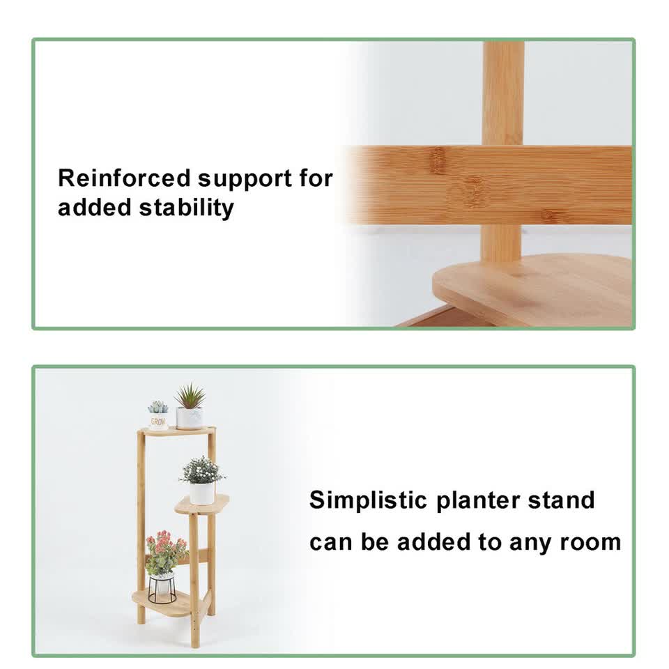 Gardening Accessories: 3-Tier Bamboo Plant Stand Bonsai Holder