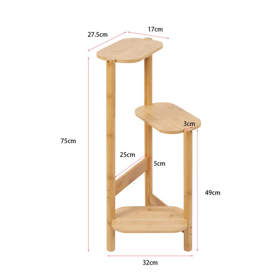 Gardening Accessories: 3-Tier Bamboo Plant Stand Bonsai Holder