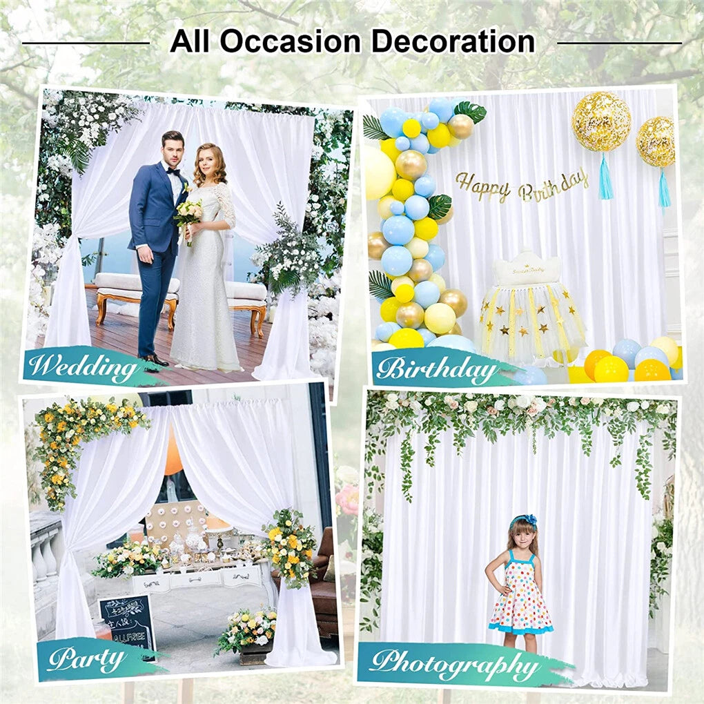 Other Wedding Decorations: Large 3×3 m White Wedding Backdrop Curtains for Baby Shower and Birthday Decor
