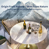 Dining Tables: Round Real Stone Dining Table Anti-Scratch Easy Clean Table for Small Condo
