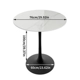 Table & Bar Stools: 100cm Round High Bar Table Heavy Duty Sintered Stone Top Bistro Pub Table White with Black Legs