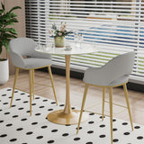 Table & Bar Stools: 100cm Round High Bar Table Sintered Stone Top Bistro Pub Table White Top with Gold Legs