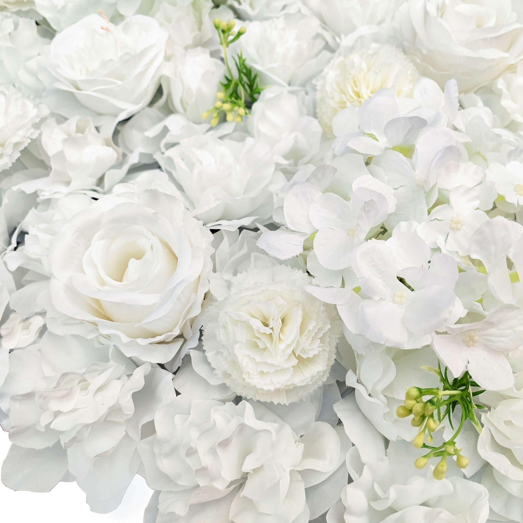 Artificial Flowers & Plants: Artificial Flower Wall Backdrop Panel 40cm X 60cm Mixed Whites
