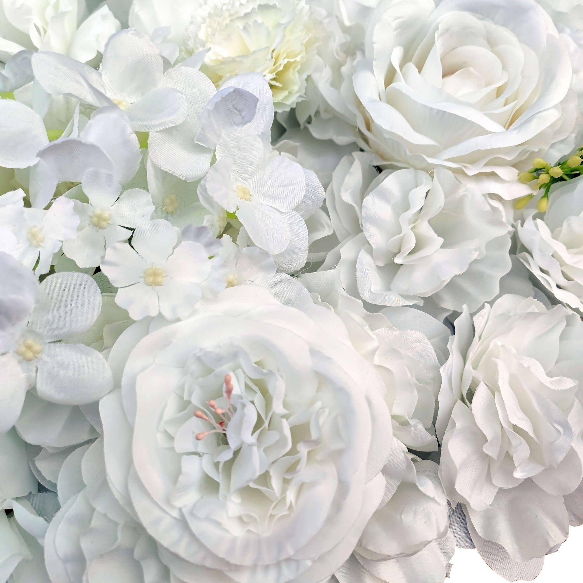 Artificial Flowers & Plants: Artificial Flower Wall Backdrop Panel 40cm X 60cm Mixed Whites