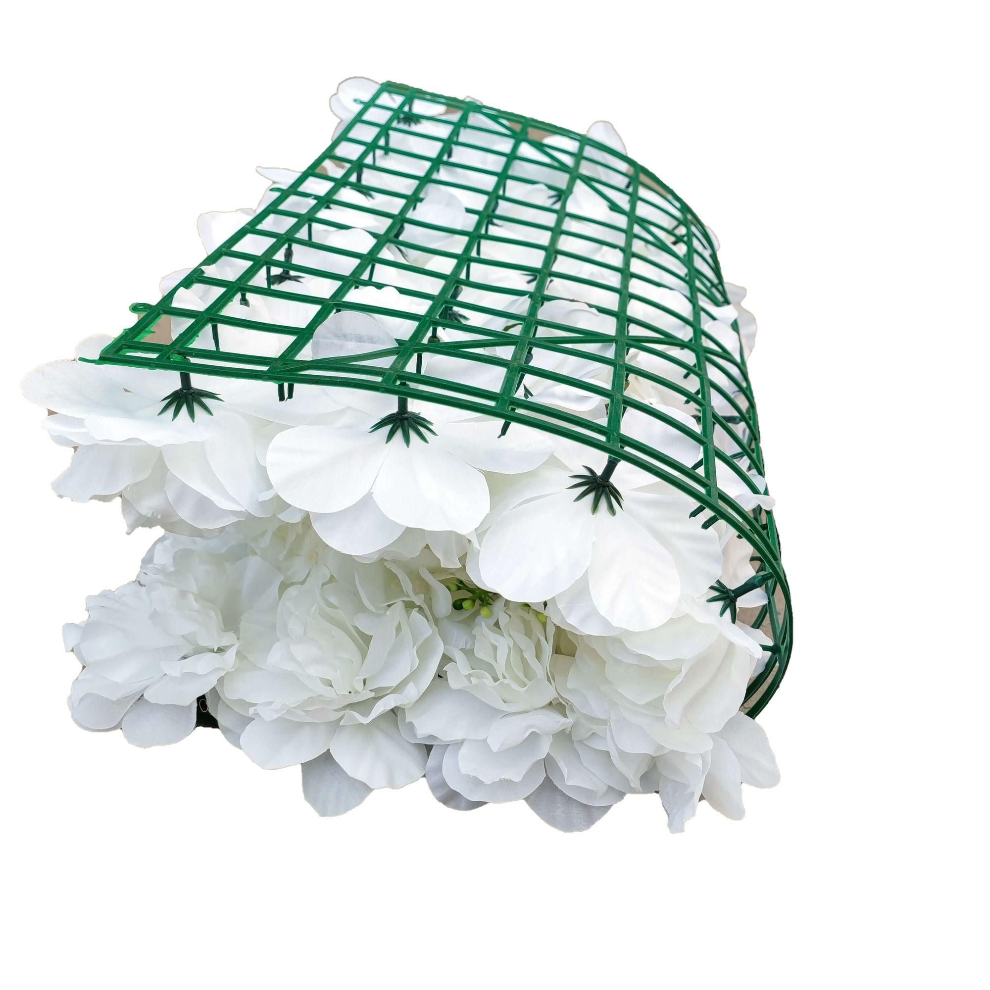 Artificial Flowers & Plants: Artificial Flower Wall Backdrop Panel 40cm X 60cm Mixed Whites