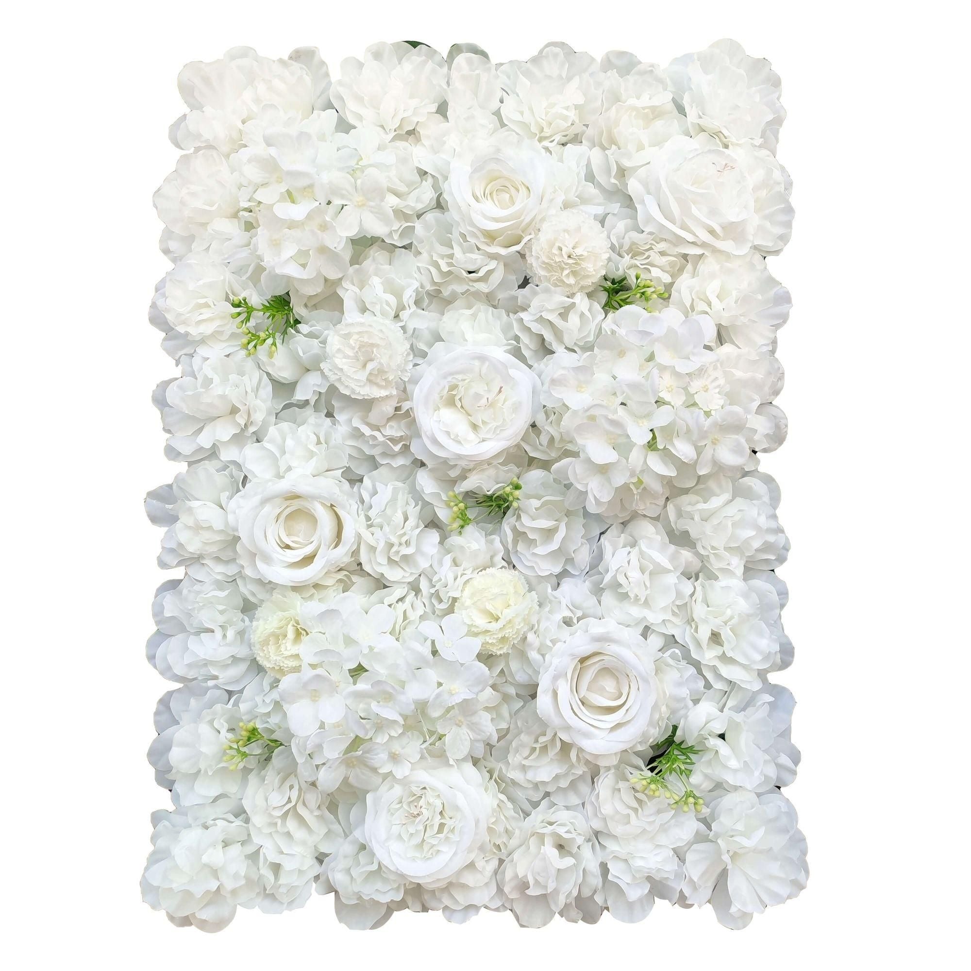 Artificial Flowers & Plants: Artificial Flower Wall Backdrop Panel 40cm X 60cm Mixed Whites