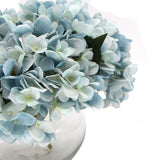Artificial Flowers & Plants: Premium Faux Hydrangea With Glass Vase (Artificial Flowering Blue Hydrangea) 23cm